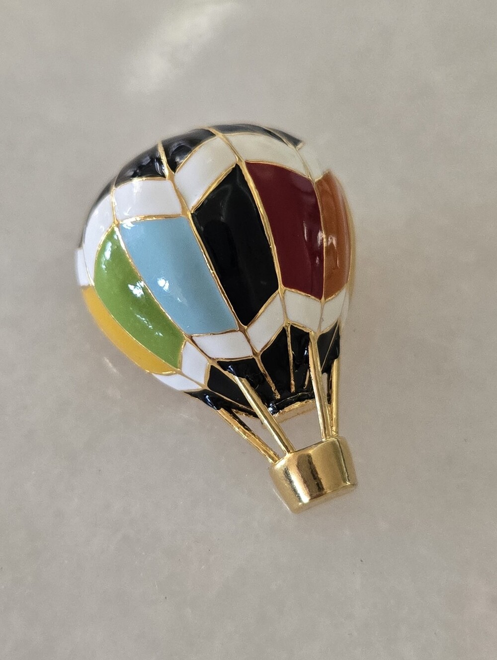 Vtg Y2K Hot Air Balloon Brooch, Multicolor Enamel